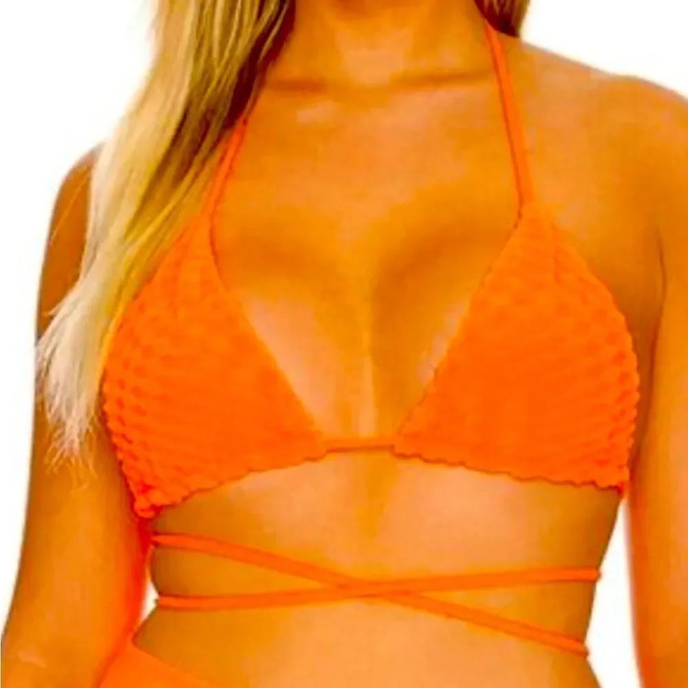 Good American Orange Cream String Bikini Top Size XS NWOT